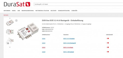 Dur-Line DCR-Multischalter Lieferstatus
