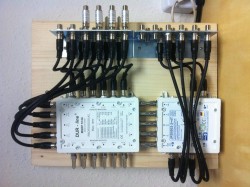 Beispiel Jultec kaskadierter Multischalter-Aufbau incl. Potenzialausgleich (Erdungsblock/-schiene)